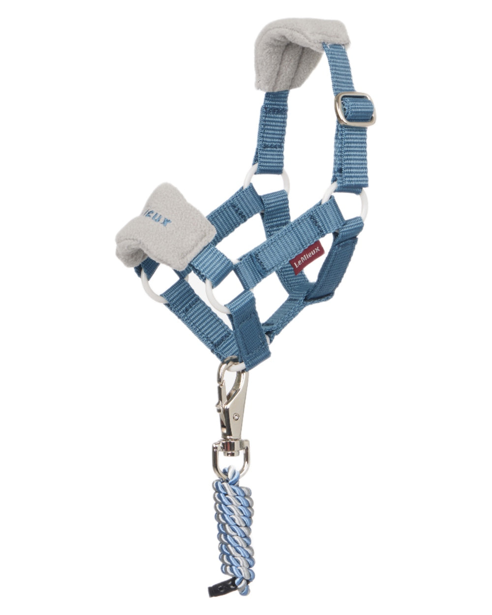 Ice Blue coloured LeMieux Toy Pony Vogue Headcollar on white background 