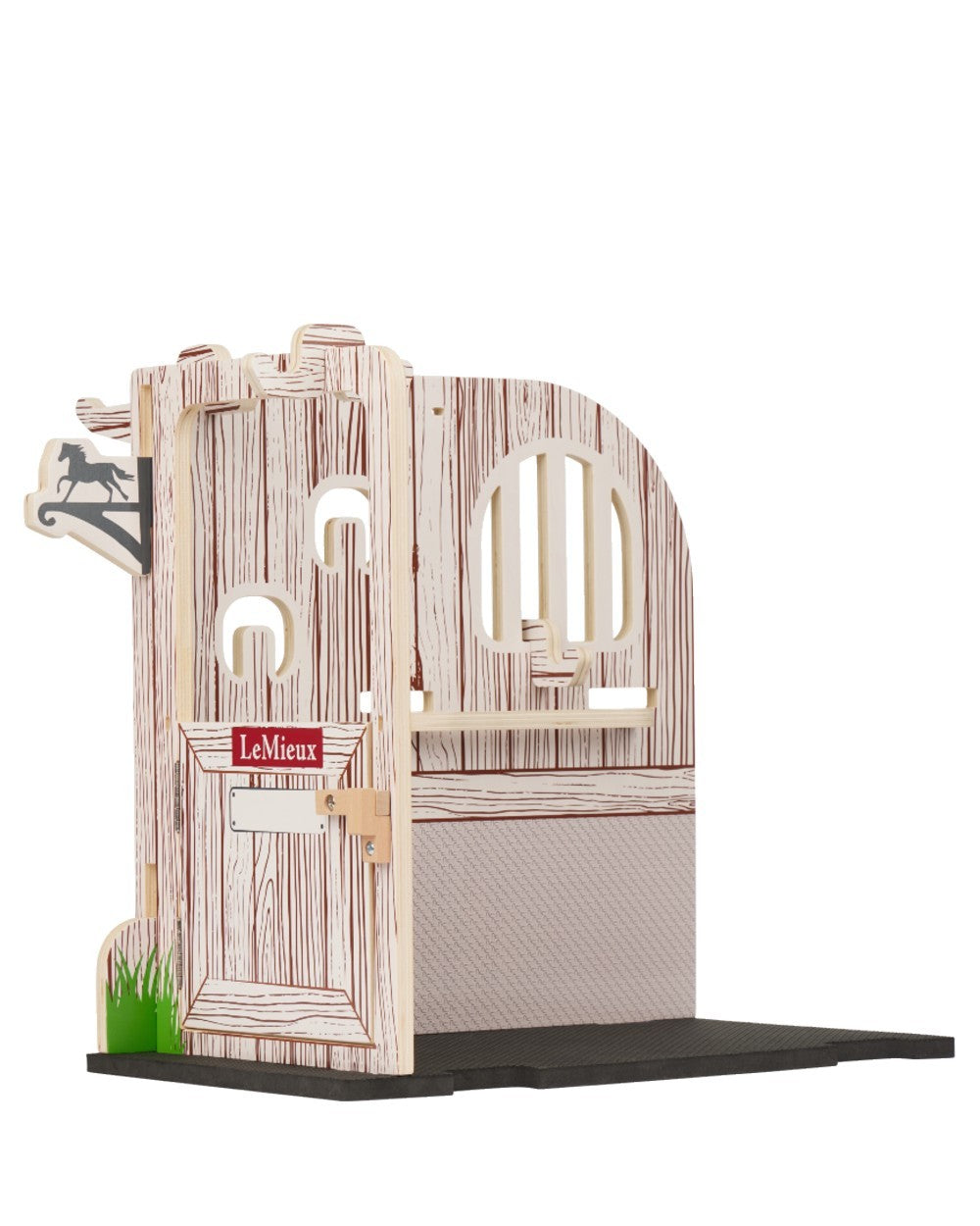 Wooden coloured LeMieux Toy Pony Wooden Stable Set on white background 