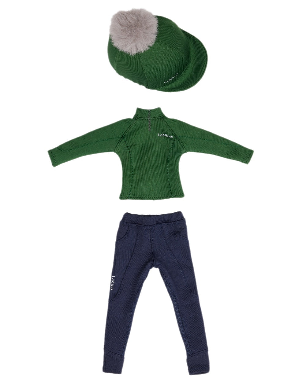 Hunter Green Coloured LeMieux Toy Rider Outfit on white background 
