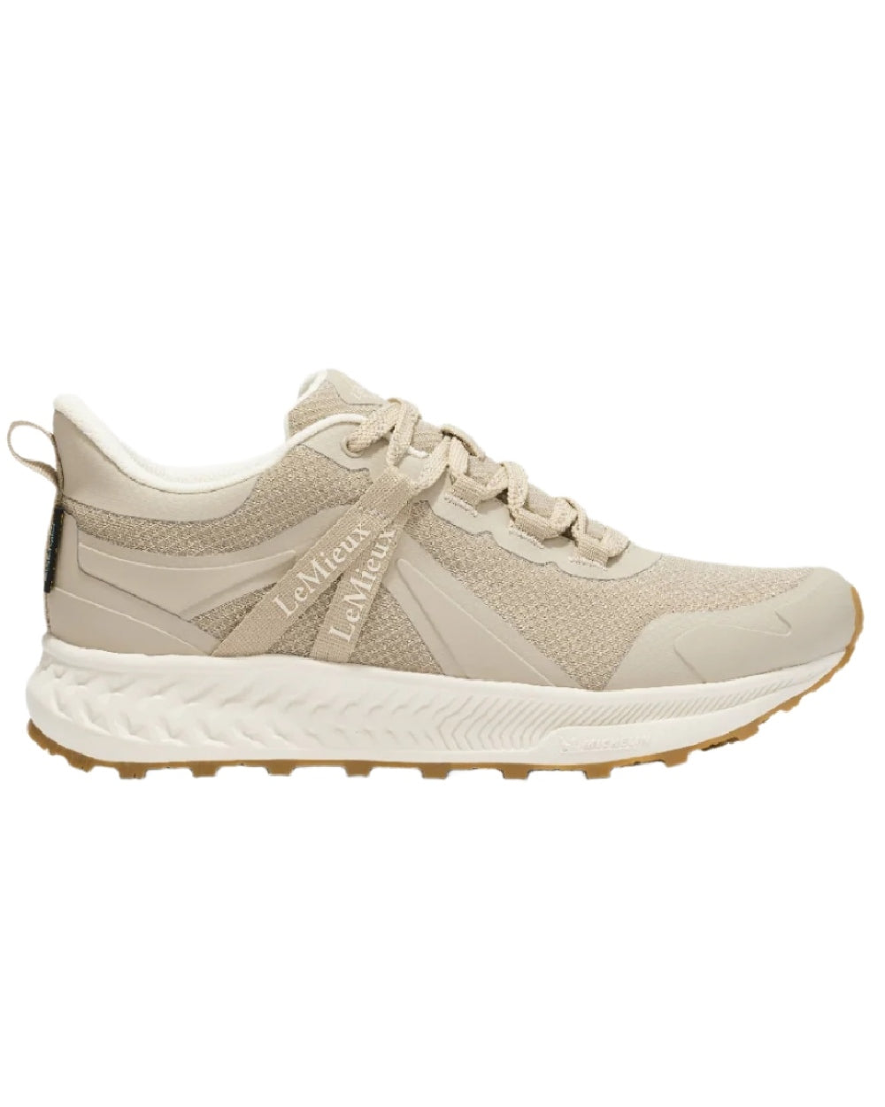 Stone coloured LeMieux Trax Waterproof Trainers on white background 