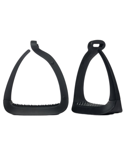 Black coloured LeMieux VectorFlex Stirrup Arm on white background 