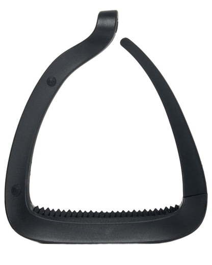 Black coloured LeMieux VectorFlex Stirrup Arm on white background 