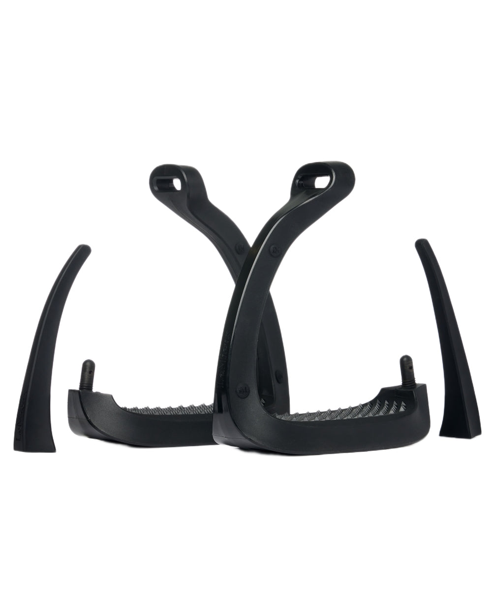 Black coloured LeMieux VectorFlex Stirrup Arm on white background 