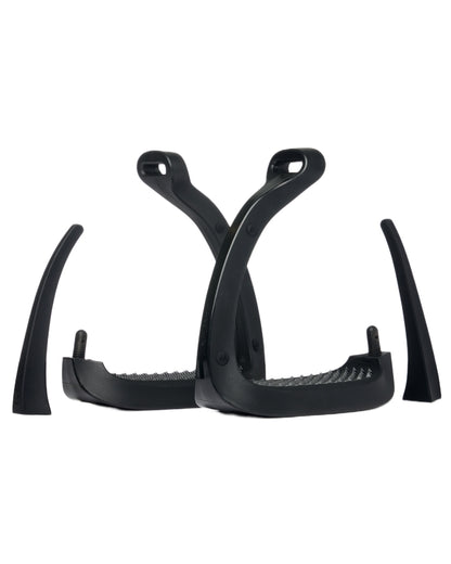 Black coloured LeMieux VectorFlex Stirrup Arm on white background 