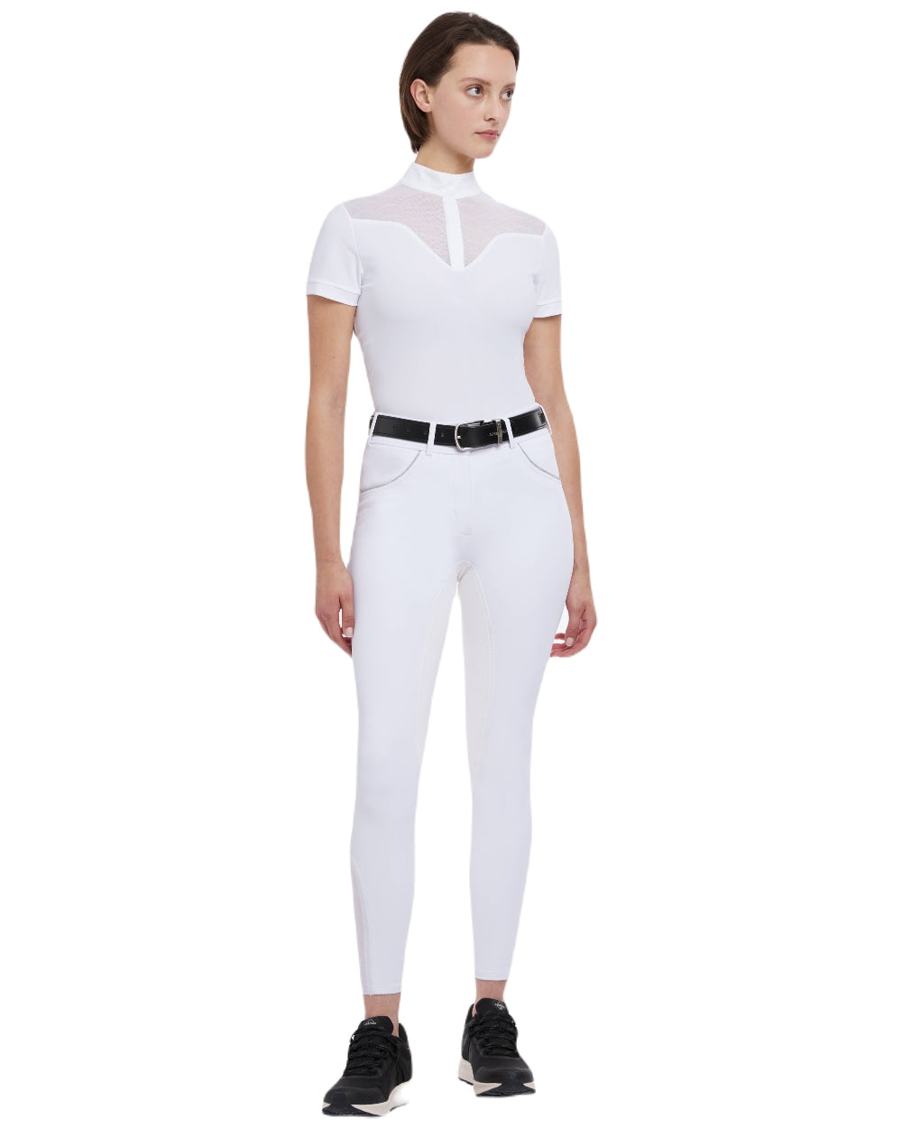 White coloured LeMieux Victoria Suede Seat Breeches on white background 