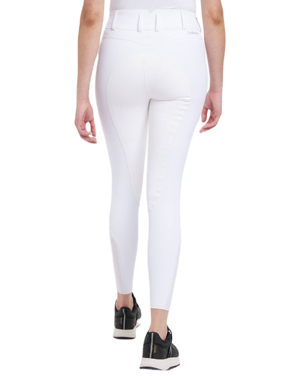 White coloured LeMieux Victoria Suede Seat Breeches on white background 