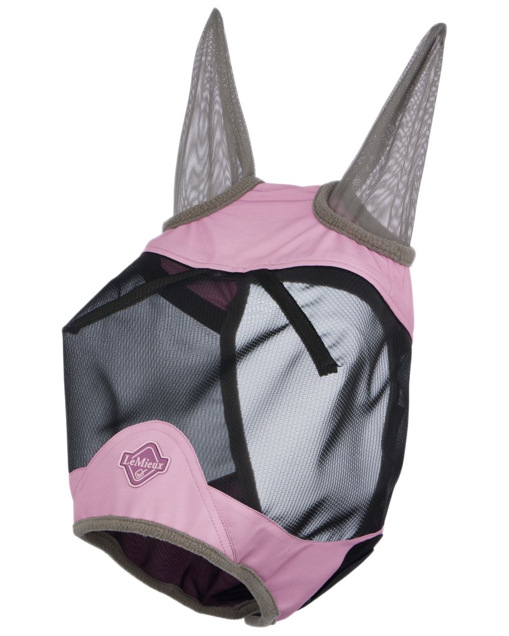 Fondant coloured LeMieux Visor-Tek Half Fly Mask on white background 