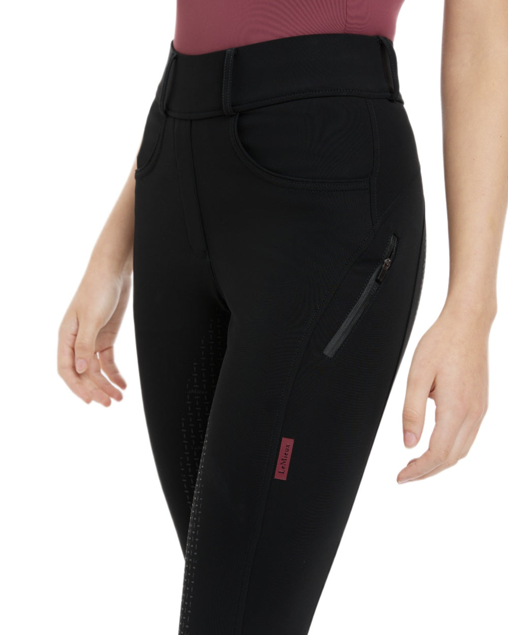 Black coloured LeMieux Womens Amy Breggings on white background 