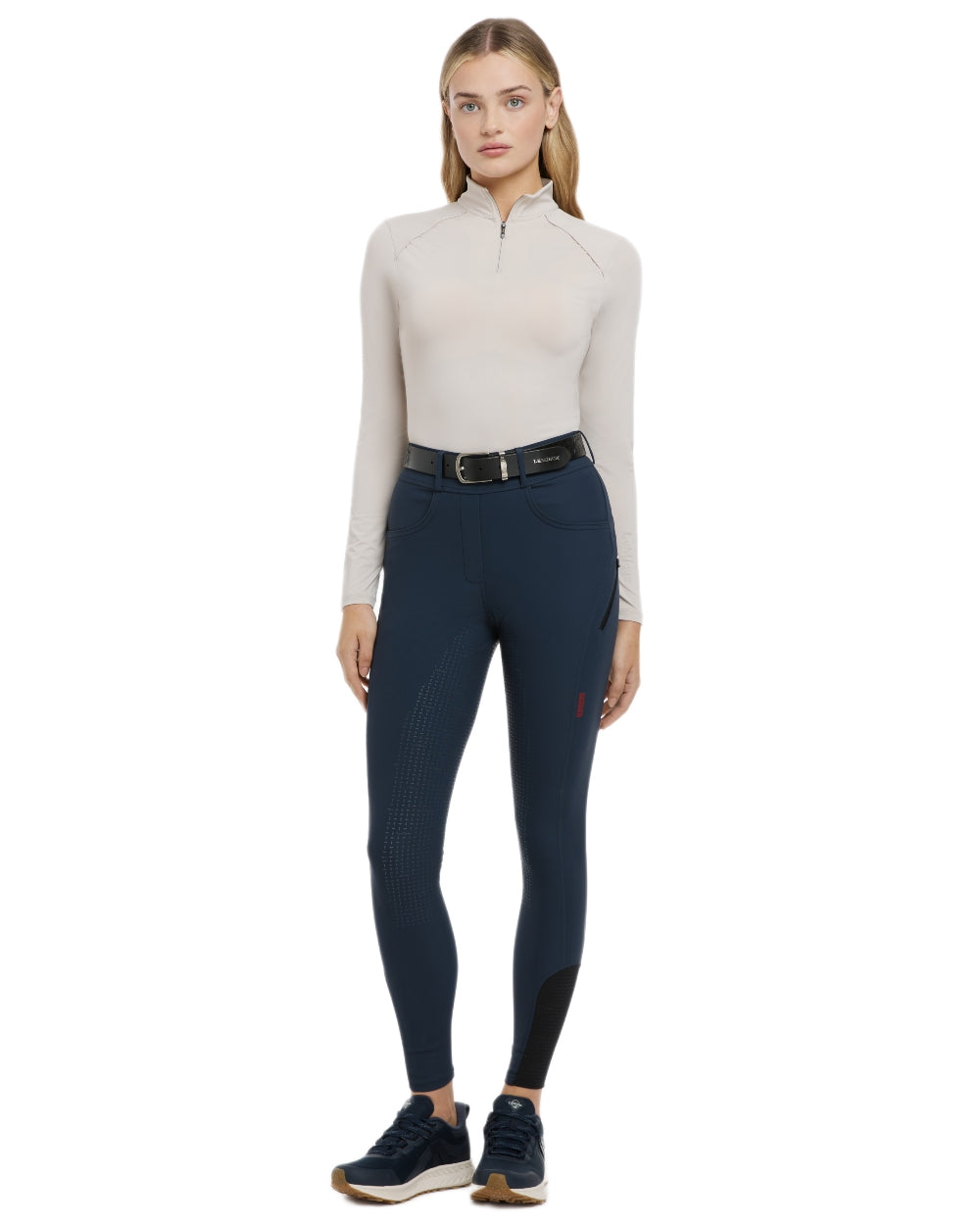Navy coloured LeMieux Womens Amy Breggings on white background 