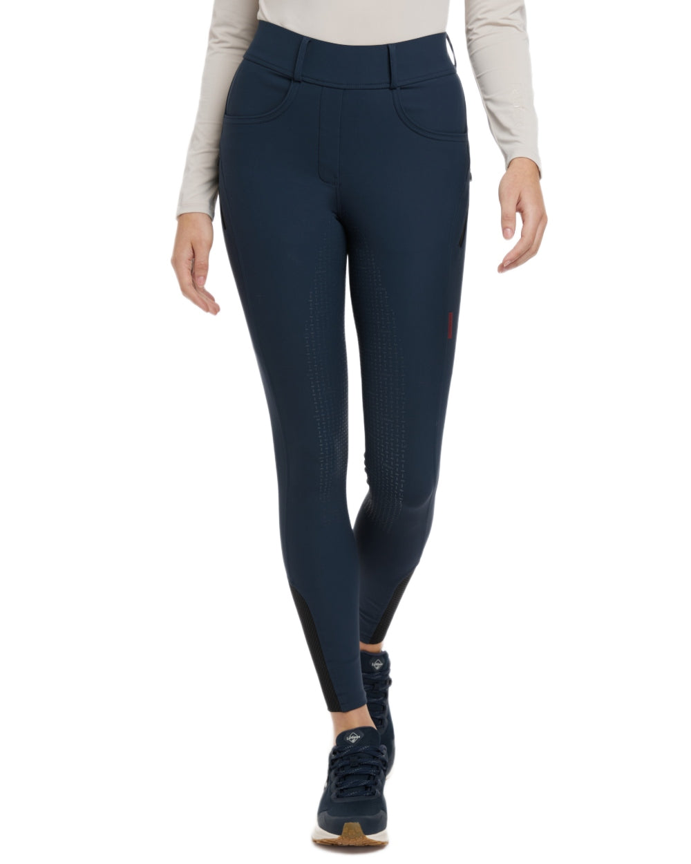 Navy coloured LeMieux Womens Amy Breggings on white background 