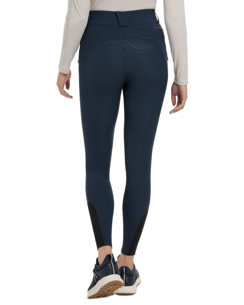 Navy coloured LeMieux Womens Amy Breggings on white background 