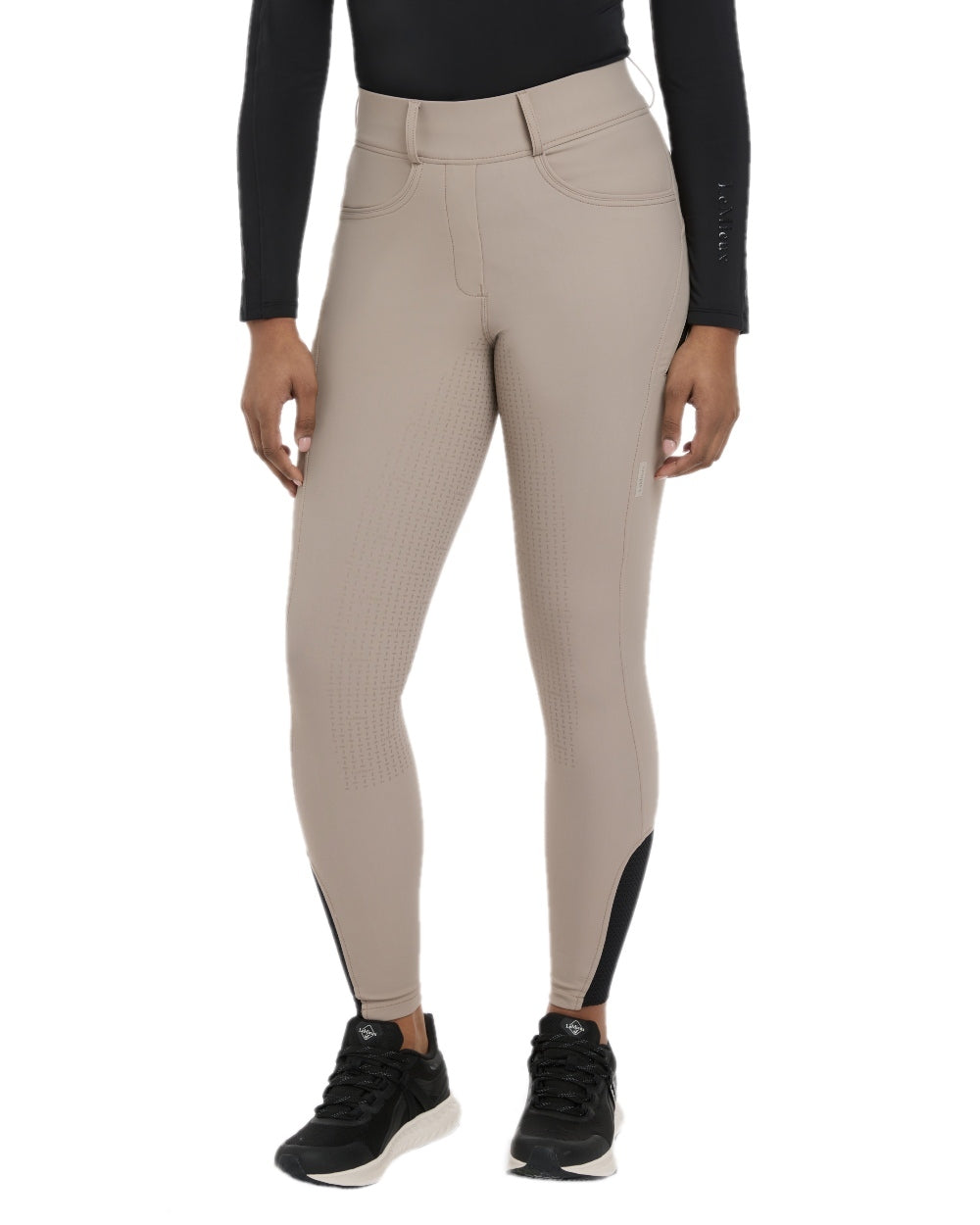 Pecan coloured LeMieux Womens Amy Breggings on white background 