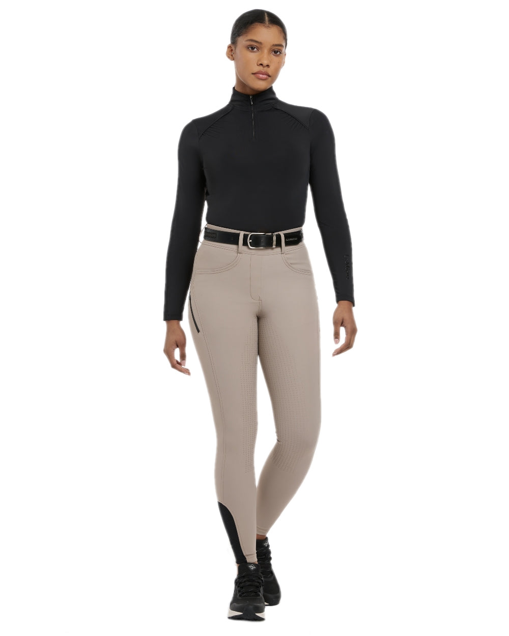 Pecan coloured LeMieux Womens Amy Breggings on white background 