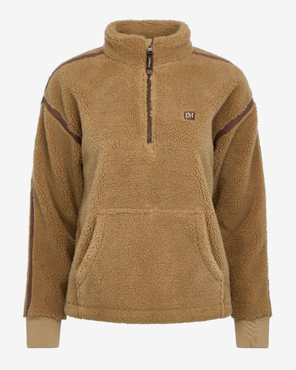 Caramel Coloured LeMieux Womens Avery Teddy Quarter Zip Fleece on White Background 