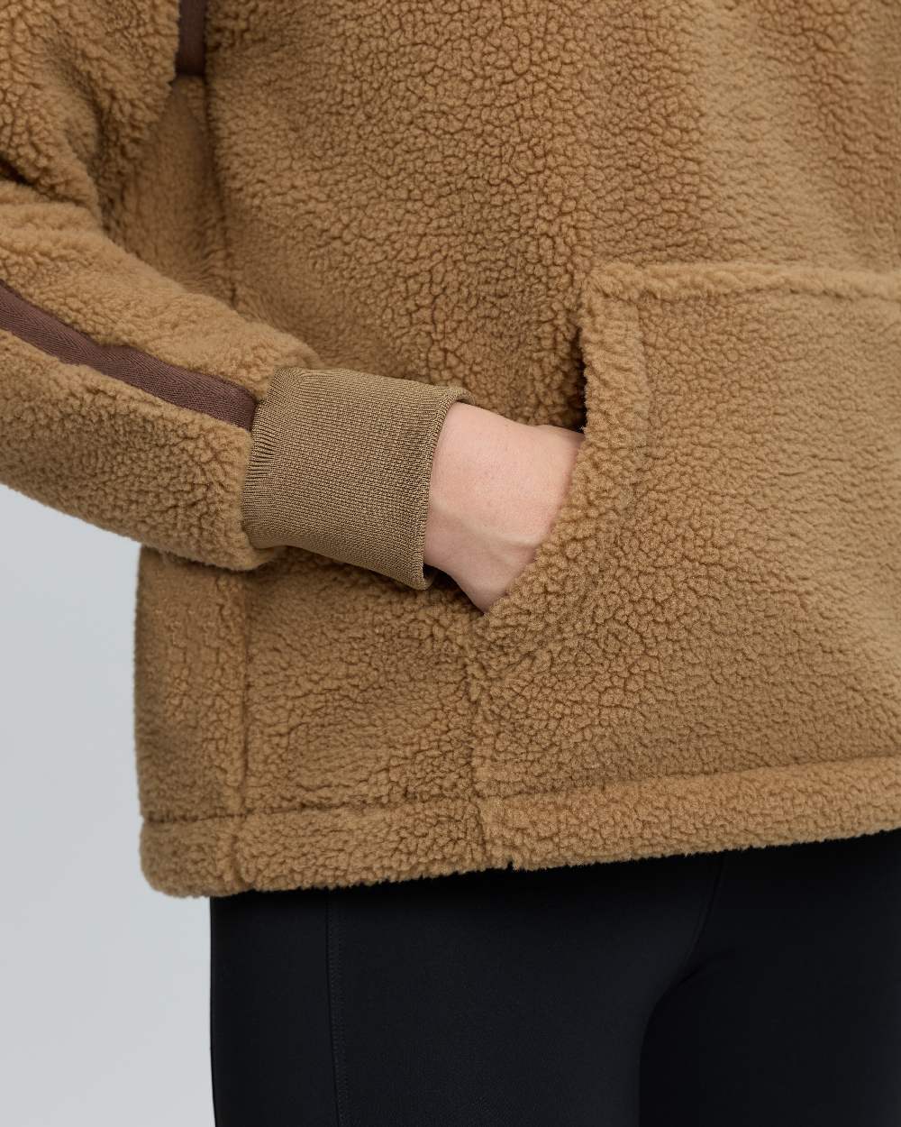 Caramel Coloured LeMieux Womens Avery Teddy Quarter Zip Fleece on White Background 