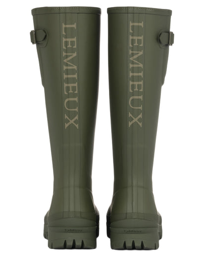 Olive coloured LeMieux Womens Bramshaw Welly on white background 