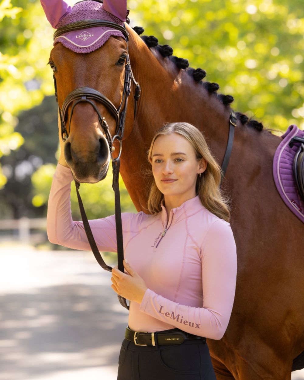 Fondant coloured LeMieux Womens Classique Base Layer on outdoor background 