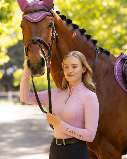 Fondant coloured LeMieux Womens Classique Base Layer on outdoor background 