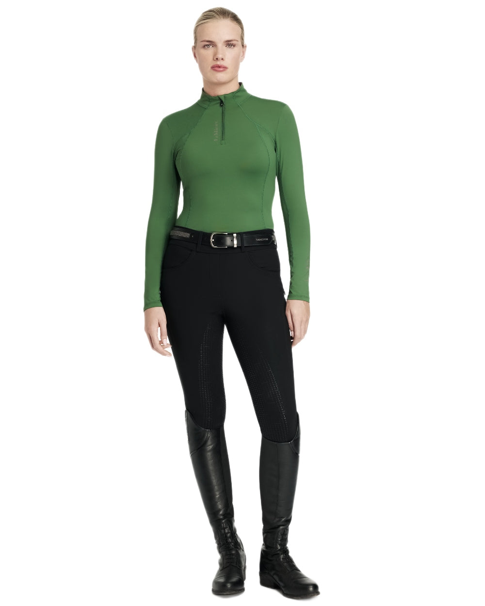 Hunter Green coloured LeMieux Womens Classique Base Layer on white background 