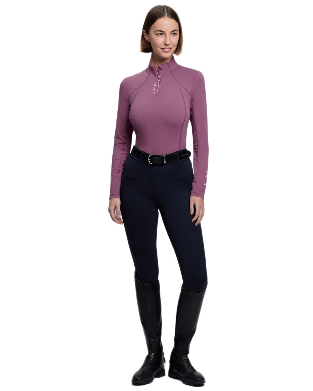 Mallow coloured LeMieux Womens Classique Base Layer on white background 