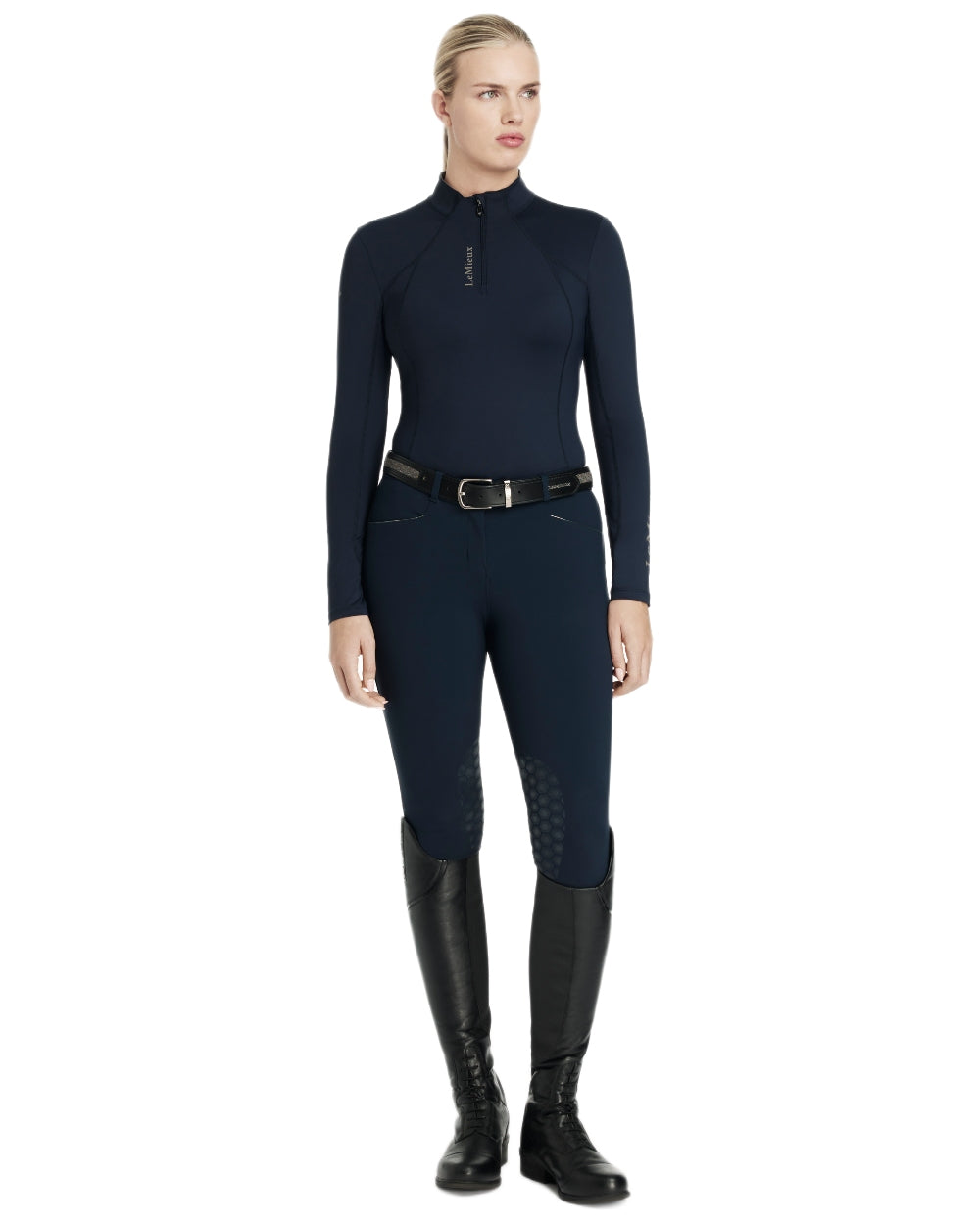 Navy coloured LeMieux Womens Classique Base Layer on white background 