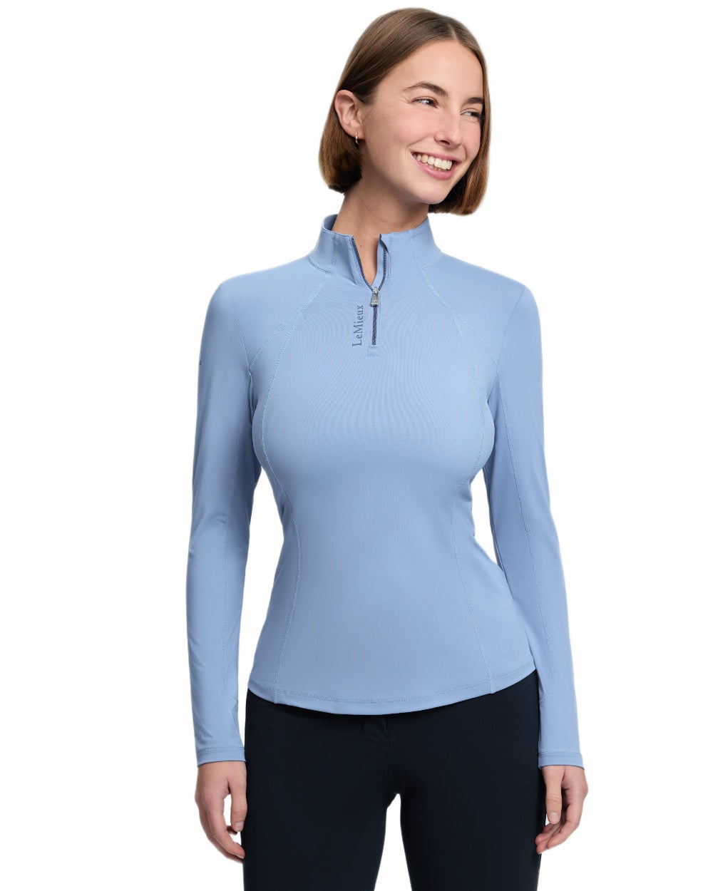 Powder Blue coloured LeMieux Womens Classique Base Layer on white background 