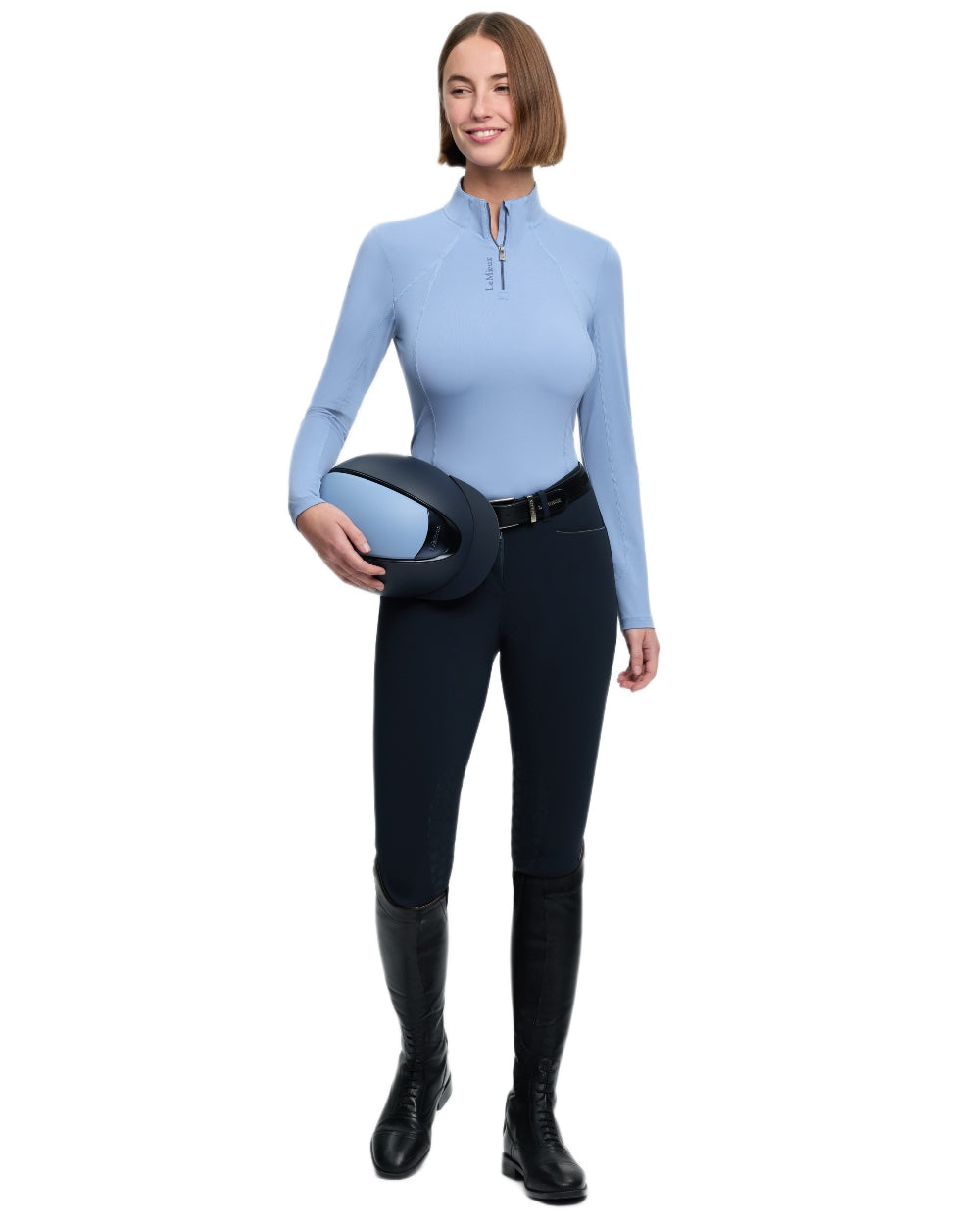 Powder Blue coloured LeMieux Womens Classique Base Layer on white background 