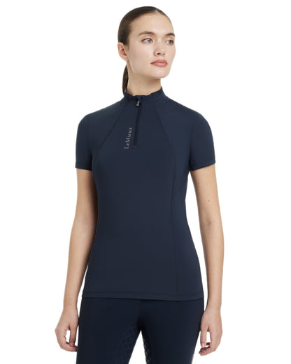 Navy coloured LeMieux Womens Classique Short Sleeve Base Layer on white background 