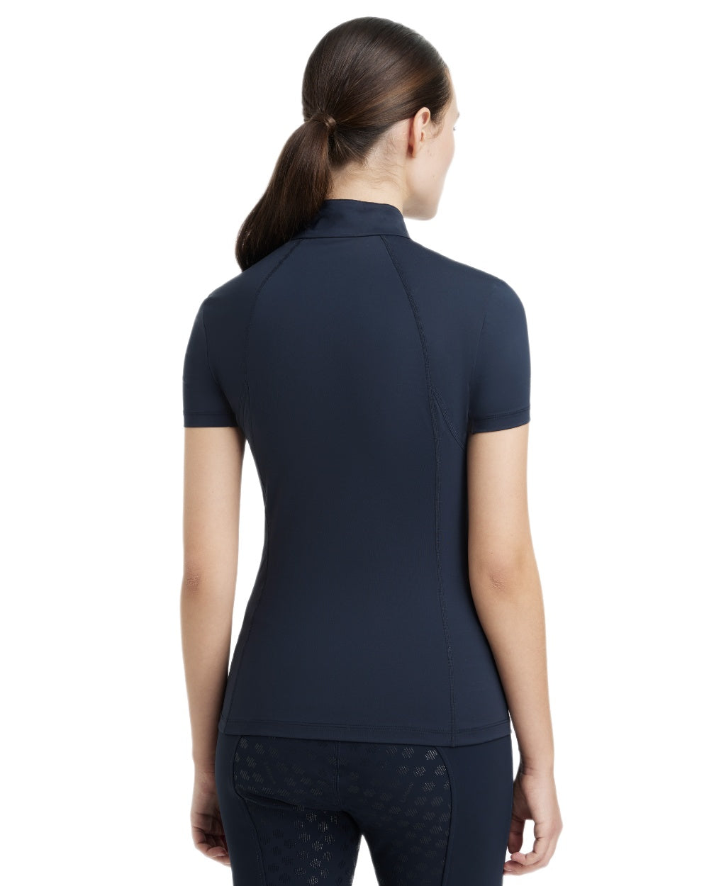 Navy coloured LeMieux Womens Classique Short Sleeve Base Layer on white background 