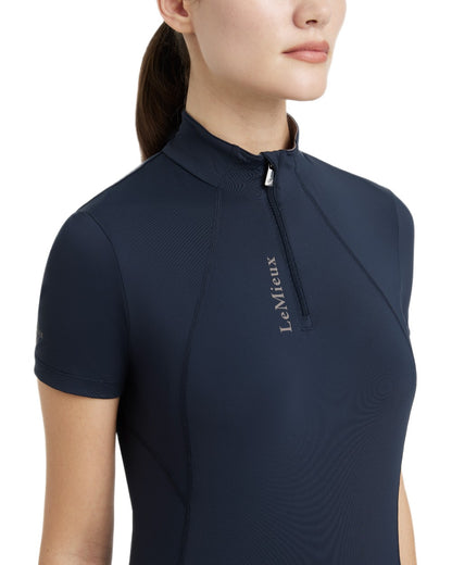 Navy coloured LeMieux Womens Classique Short Sleeve Base Layer on white background 