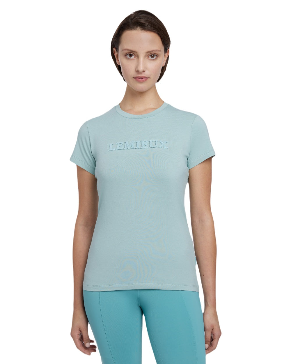 Aqua coloured LeMieux Womens Classique T-Shirt on white background 