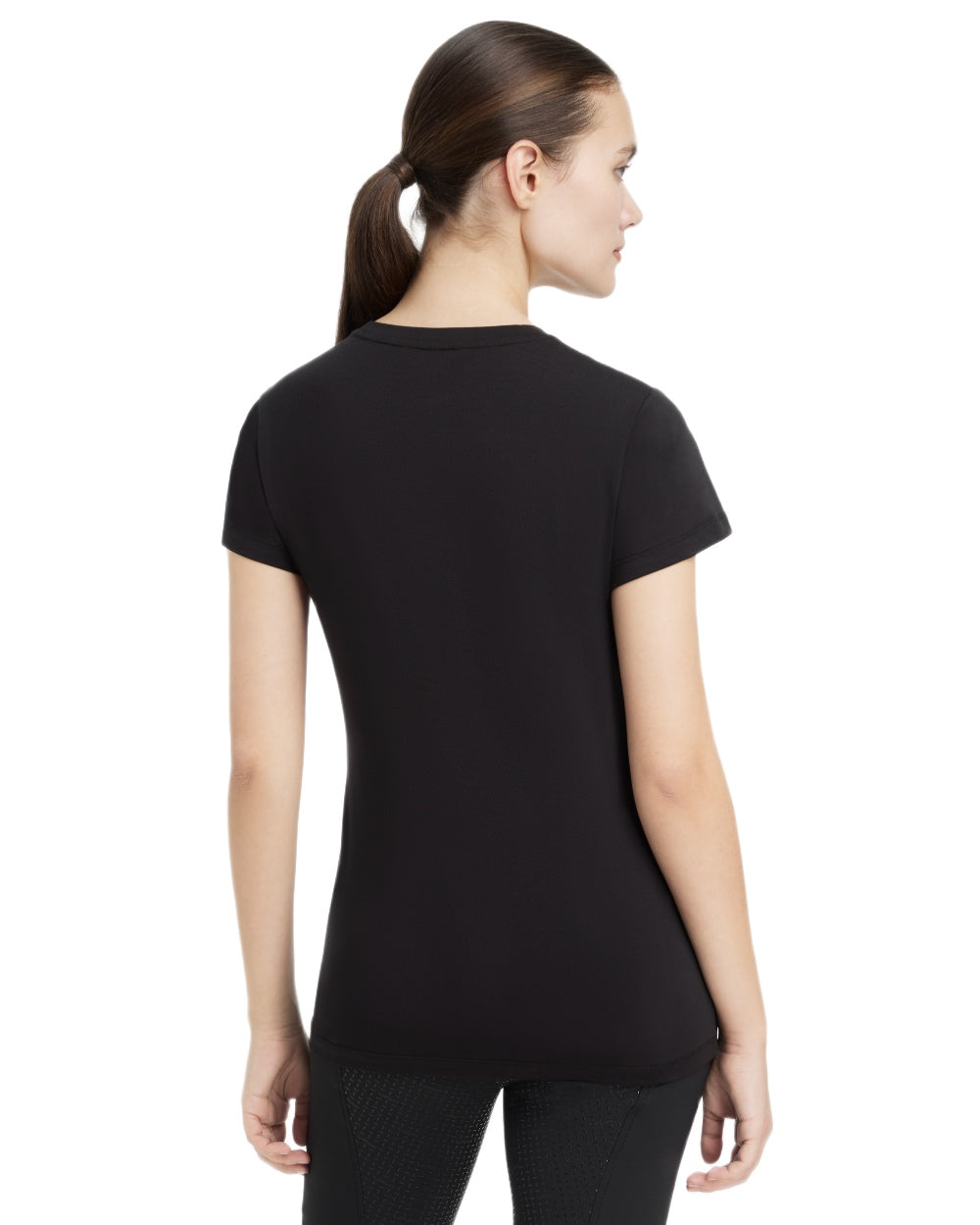 Black coloured LeMieux Womens Classique T-Shirt on white background 
