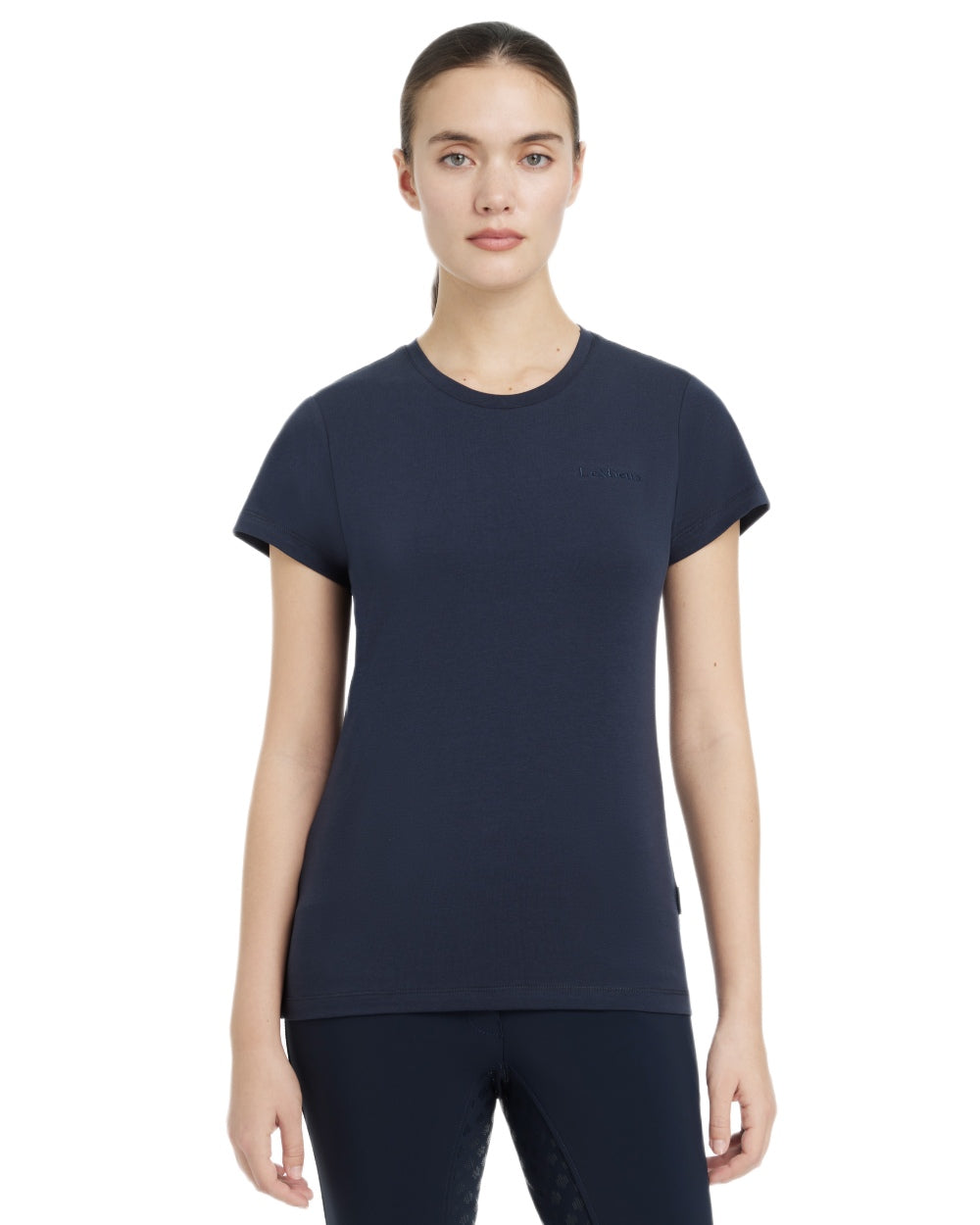 Navy coloured LeMieux Womens Classique T-Shirt on white background 