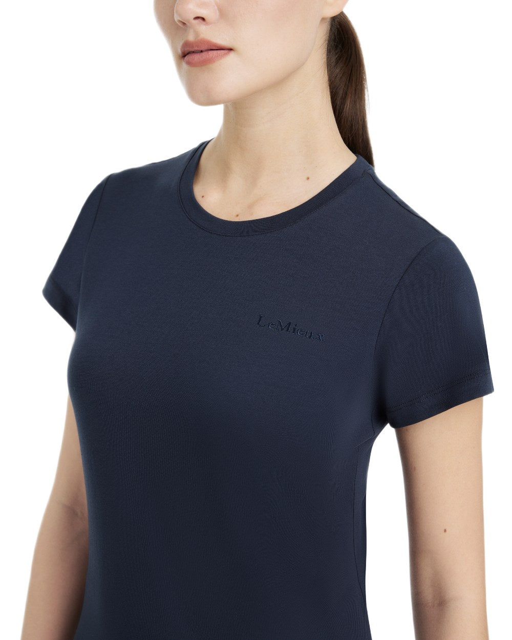 Navy coloured LeMieux Womens Classique T-Shirt on white background 