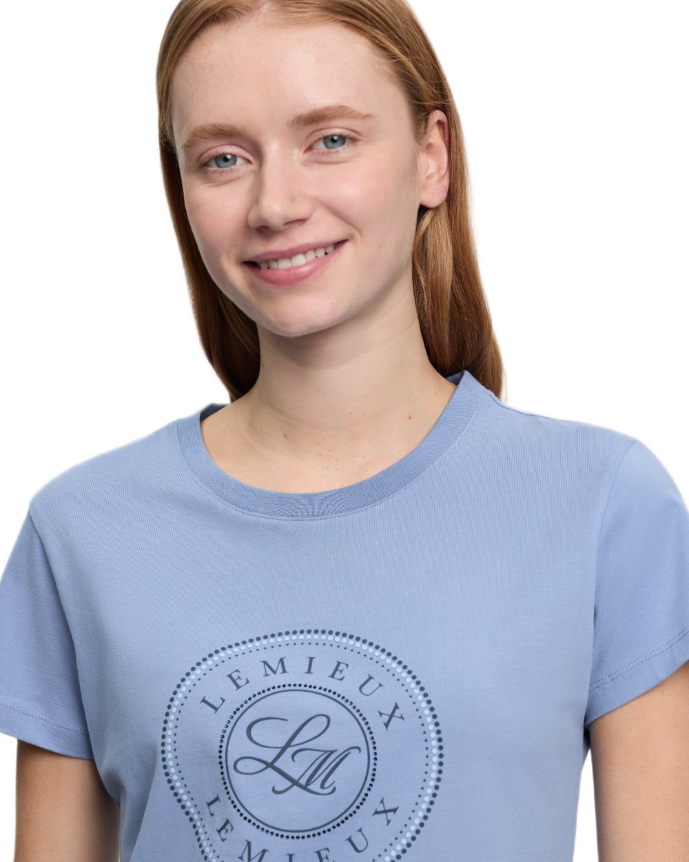 Powder Blue coloured LeMieux Womens Classique T-Shirt on white background 