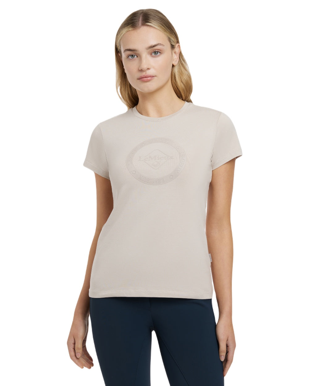 Stone coloured LeMieux Womens Classique T-Shirt on white background 