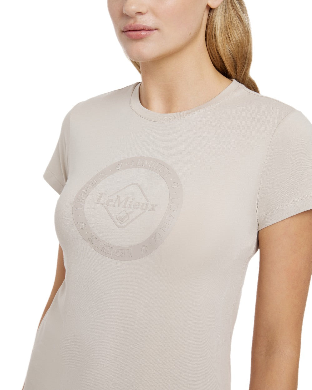 Stone coloured LeMieux Womens Classique T-Shirt on white background 