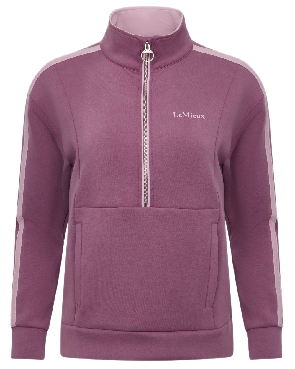 Mallow coloured LeMieux Womens Connie Half Zip Sweatshirt on white background 