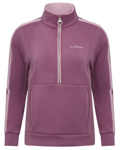 Mallow coloured LeMieux Womens Connie Half Zip Sweatshirt on white background 