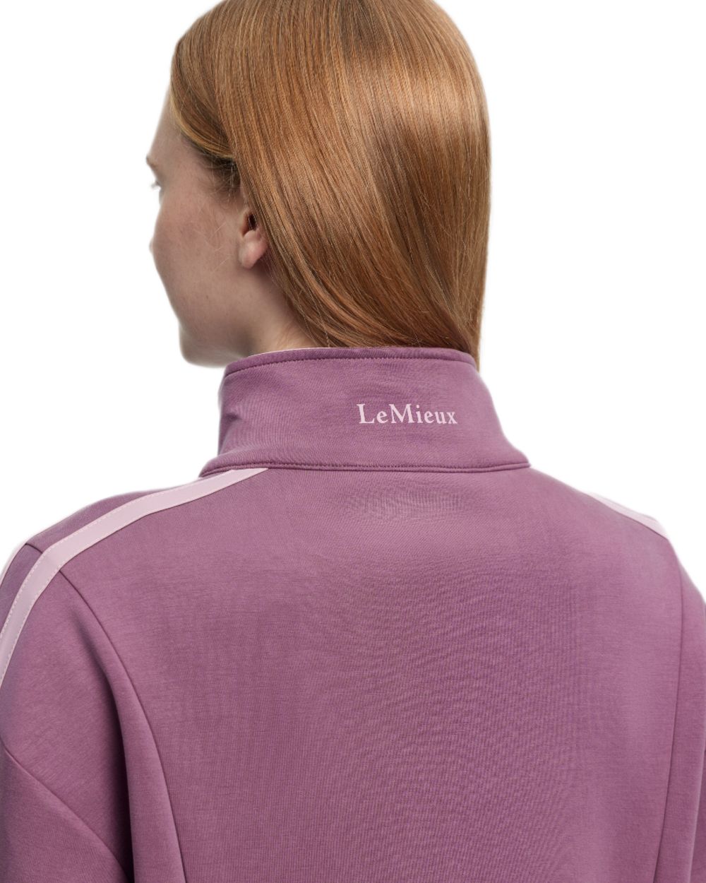 Mallow coloured LeMieux Womens Connie Half Zip Sweatshirt on white background 