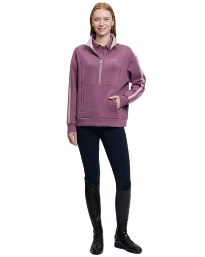 Mallow coloured LeMieux Womens Connie Half Zip Sweatshirt on white background 