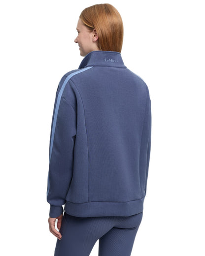 Navy coloured LeMieux Womens Connie Half Zip Sweatshirt on white background 