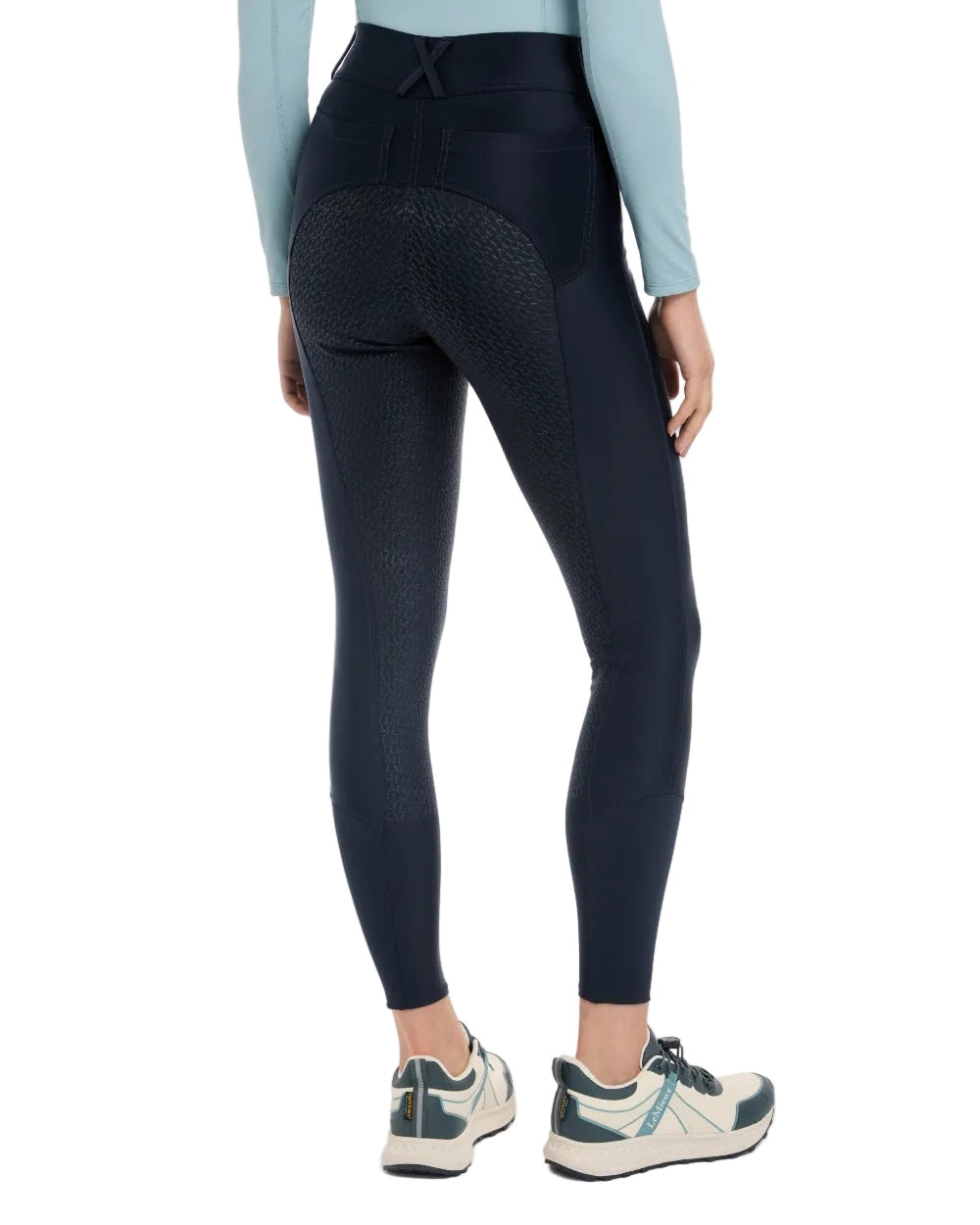 Navy coloured LeMieux Womens Demi Breggings on white background colour_navy