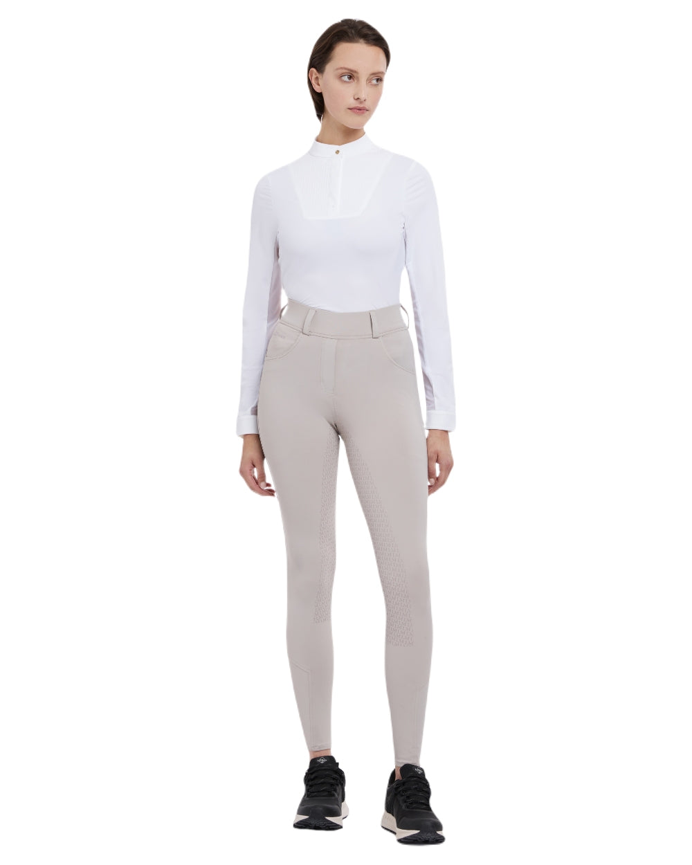 Stone coloured LeMieux Womens Demi Breggings on white background 