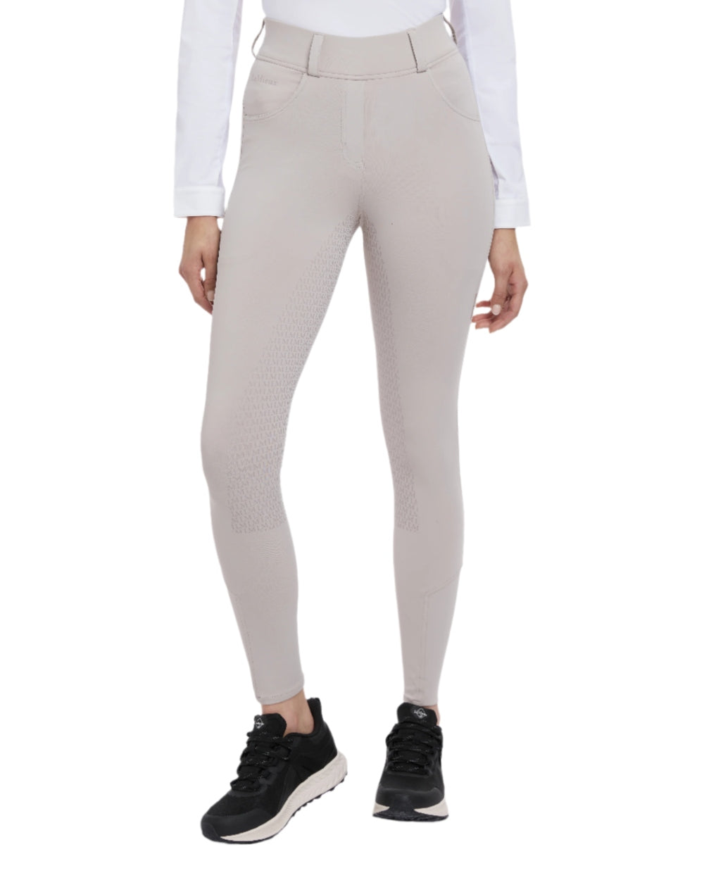 Stone coloured LeMieux Womens Demi Breggings on white background 