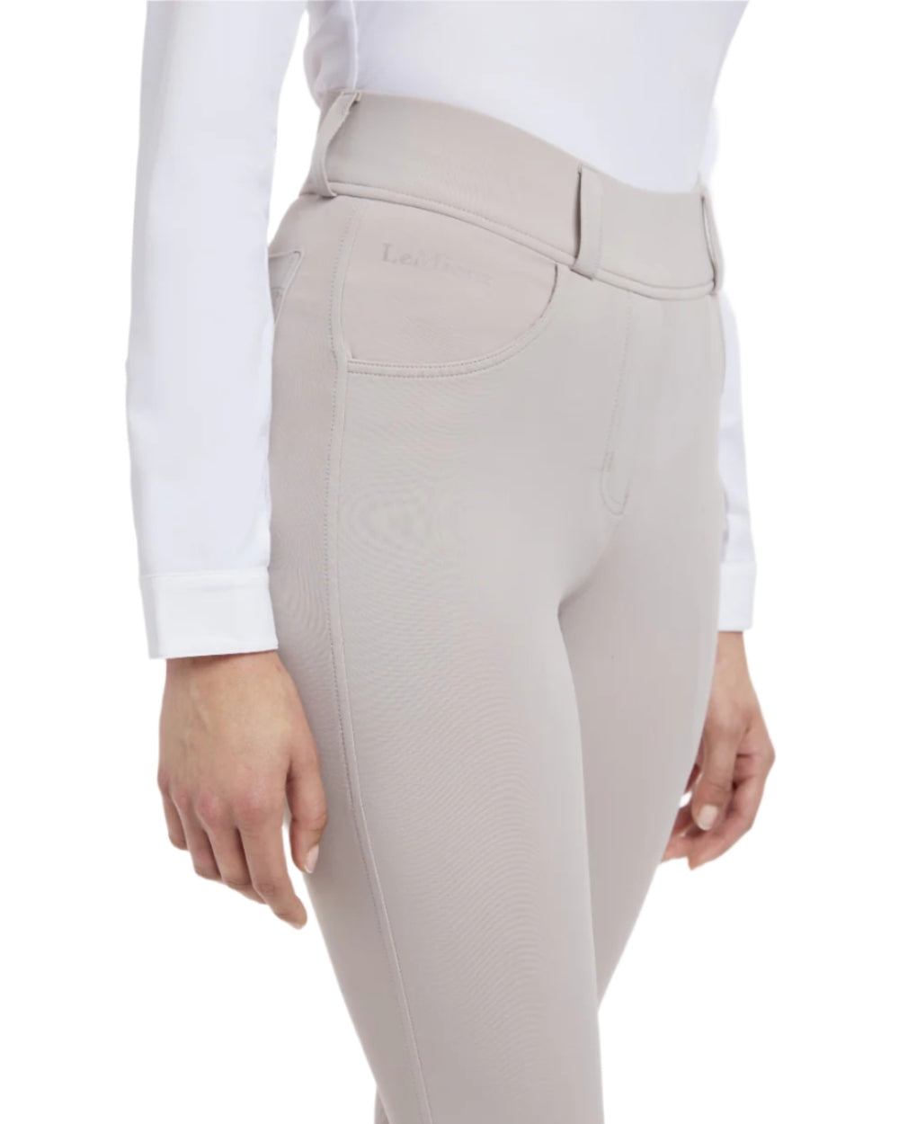 Stone coloured LeMieux Womens Demi Breggings on white background 