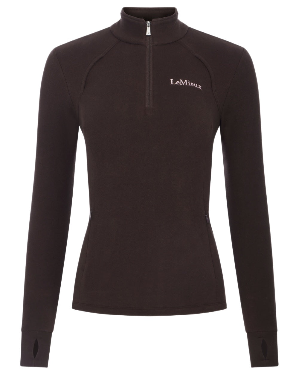 Cocoa coloured LeMieux Frances Quarter Zip Fleece on white background 