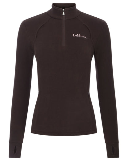 Cocoa coloured LeMieux Frances Quarter Zip Fleece on white background 