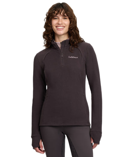 Cocoa coloured LeMieux Frances Quarter Zip Fleece on white background 