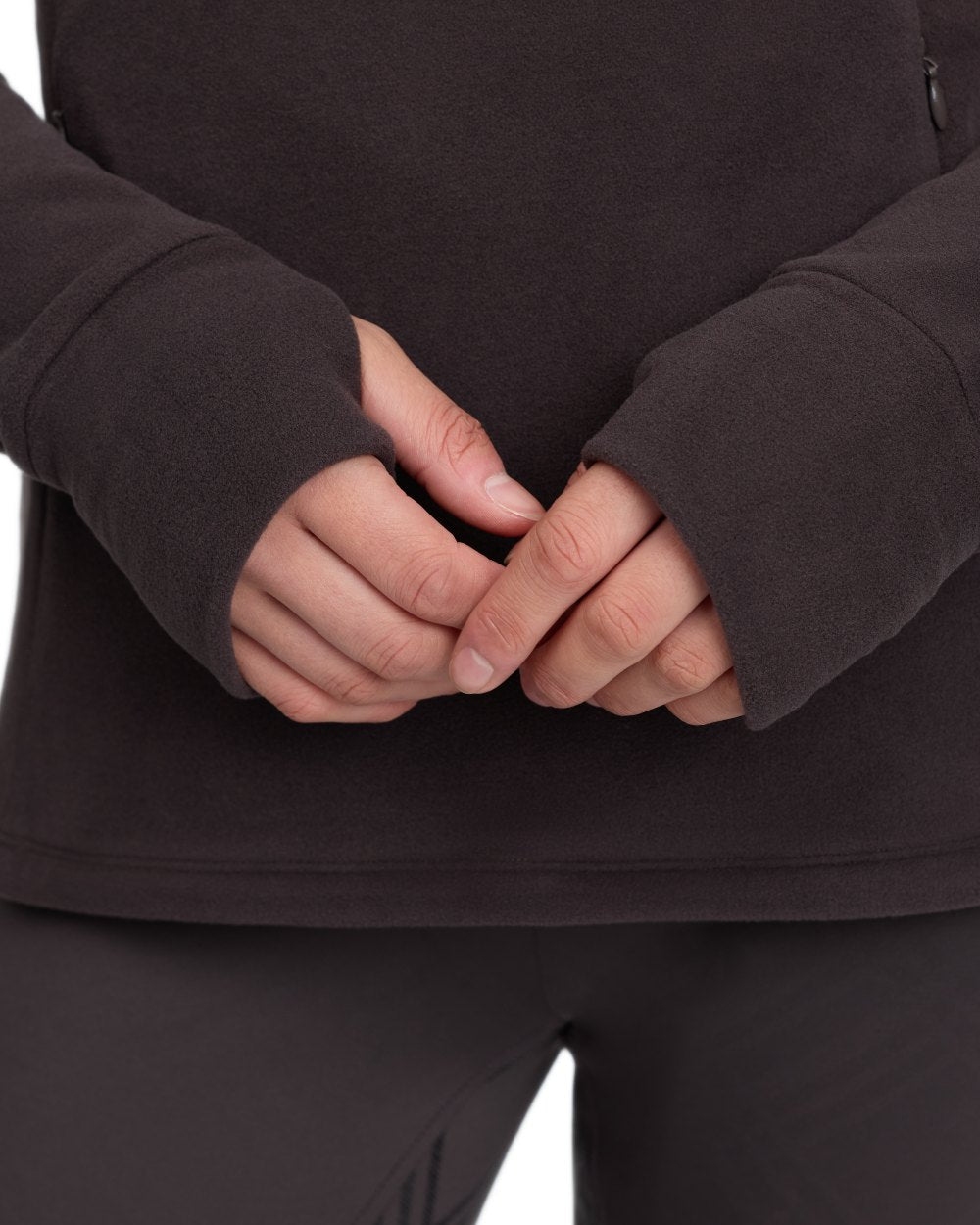 Cocoa coloured LeMieux Frances Quarter Zip Fleece on white background 